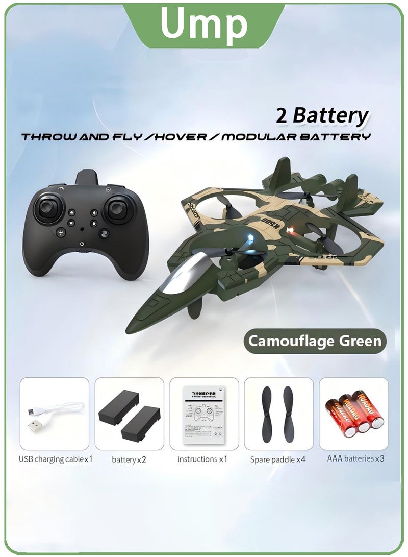 يو ام بي لعبة طائرة درون للأطفال، طائرة تحكم عن بعد RC، طائرة مقاتلة درون RC، مع بطاريتين قابلتين لإعادة الشحن، نظام تثبيت الارتفاع، زر واحد للإقلاع والهبوط، حركات بهلوانية 360 درجة، أضواء LED، طائرة تحكم عن بعد كهربائية سهلة الاستخدام للمبتدئين، لعبة طيران هدية - Image 1