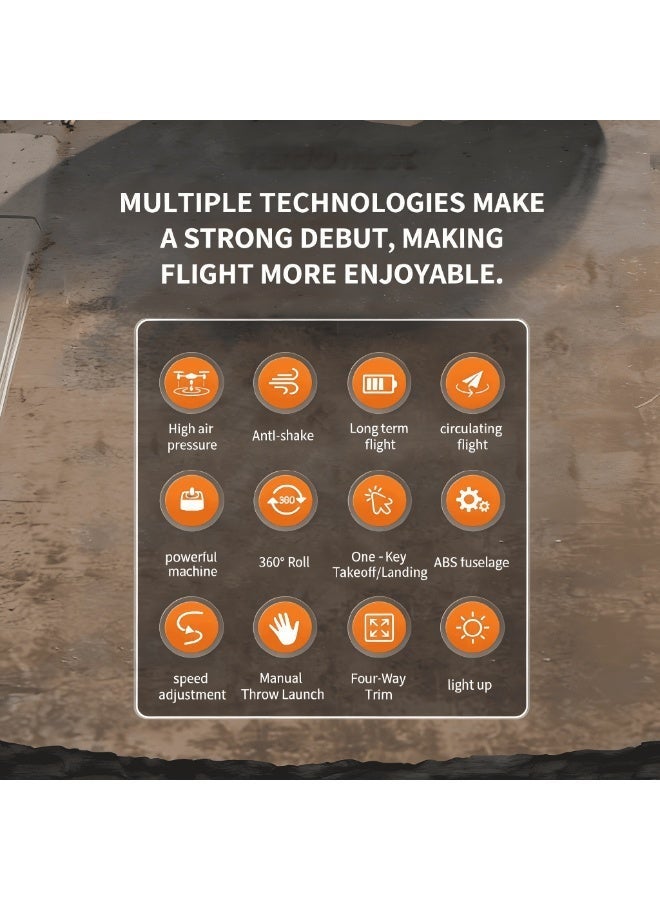 يو ام بي لعبة طائرة درون للأطفال، طائرة تحكم عن بعد RC، طائرة مقاتلة درون RC، مع بطاريتين قابلتين لإعادة الشحن، نظام تثبيت الارتفاع، زر واحد للإقلاع والهبوط، حركات بهلوانية 360 درجة، أضواء LED، طائرة تحكم عن بعد كهربائية سهلة الاستخدام للمبتدئين، لعبة طيران هدية - Image 3