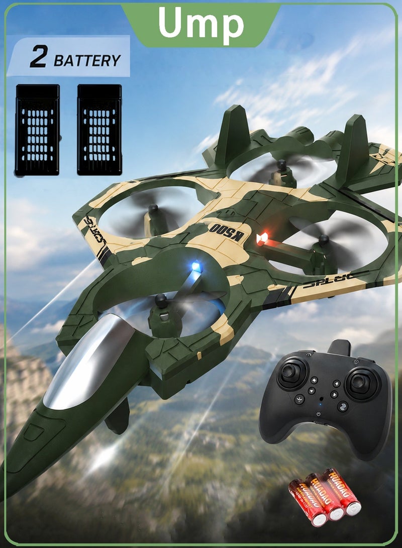 Ump Drone Plane Toy for Kids, RC Airplane,RC Fighter Jet Drone,with 2 Rechargeable Batteries, Altitude Hold System, One Key Start Landing, 360 Flip Stunt Flying, LED Light Remote Control Aircraft, Beginner Friendly Electric Flying Toy Gift - Image 1