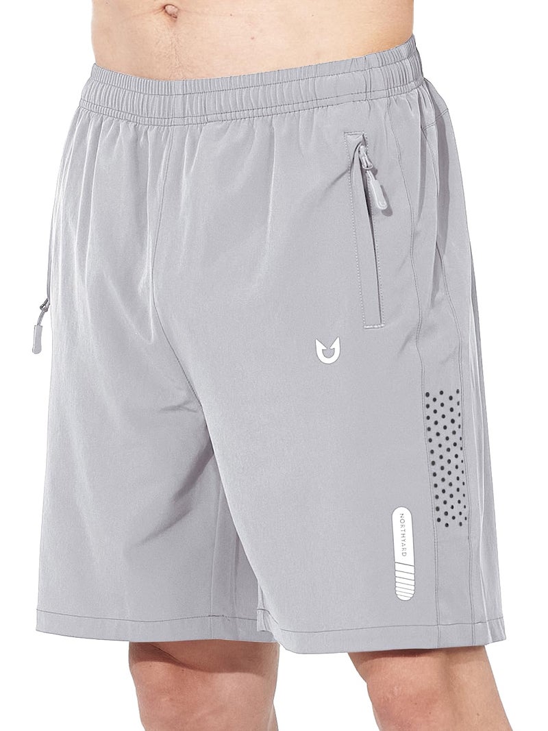 NORTHYARD Men's Athletic Running Shorts Quick Dry Workout Shorts 7"/ 5"/ 9" Lightweight Sports Gym Basketball Shorts Hiking Exercise Grey M - Image 1