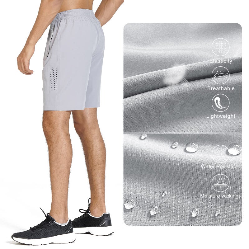 NORTHYARD Men's Athletic Running Shorts Quick Dry Workout Shorts 7"/ 5"/ 9" Lightweight Sports Gym Basketball Shorts Hiking Exercise Grey M - Image 4