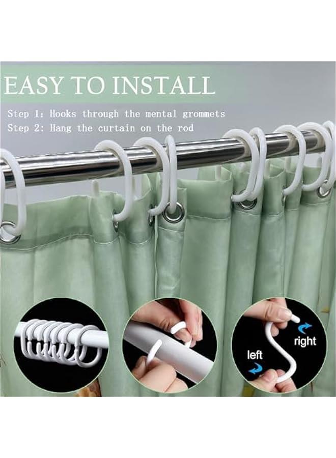 Green Mold-Resistant Bird Floral Shower Curtain with 12 Hooks - Waterproof, Quick-Drying, Weighted - 180x180cm (71x71 Inch) Polyester Curtain for Bathroom - Image 5