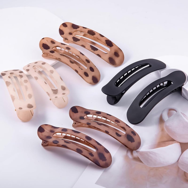 Cptots 8 Pcs Large Lay Flat Claw Clips for Women French Side Slide Barrettes for Thick Thin Hair Rectangle Alligator Hair Accessories,Black Tortoiseshell - Image 3