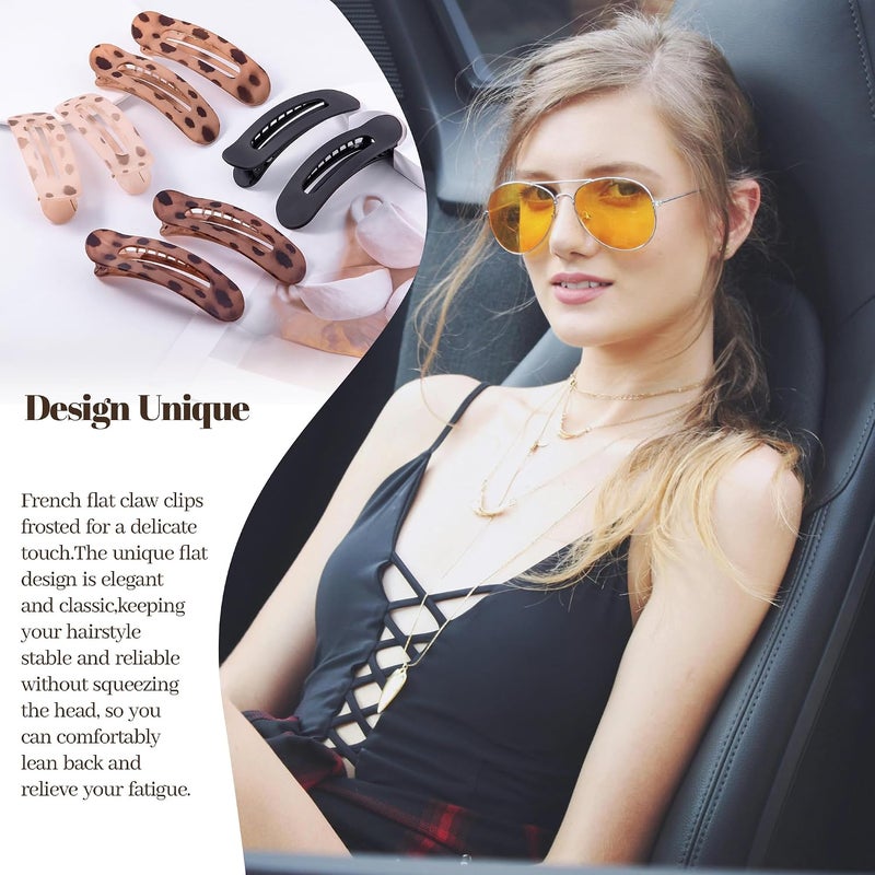 Cptots 8 Pcs Large Lay Flat Claw Clips for Women French Side Slide Barrettes for Thick Thin Hair Rectangle Alligator Hair Accessories,Black Tortoiseshell - Image 5