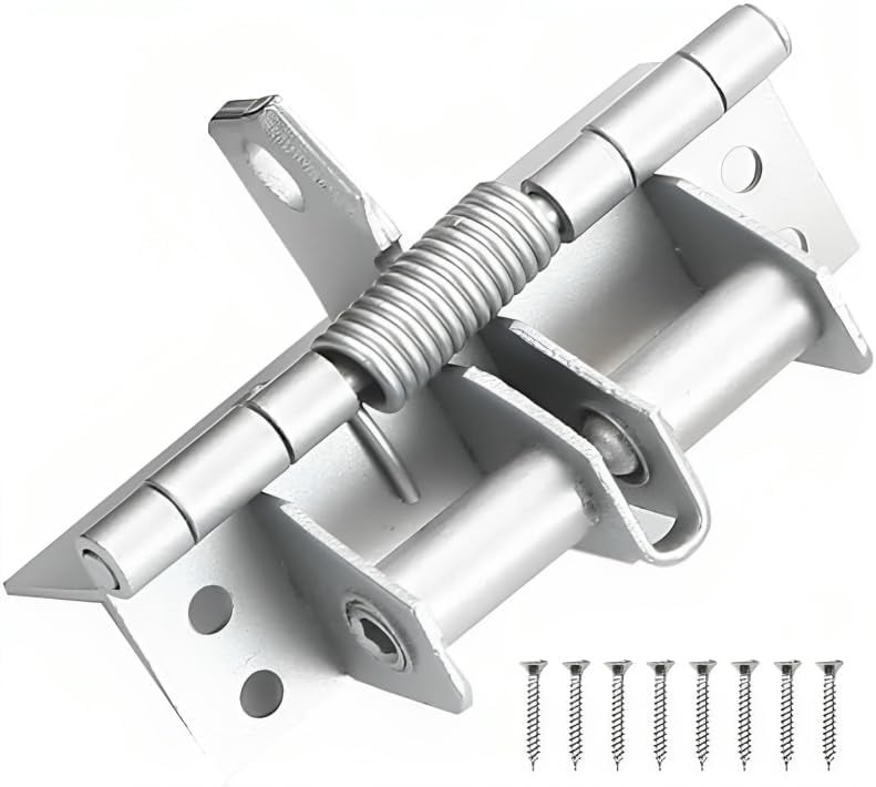 SHREE HANS CREATION 3 in 1 Automatically Door Hinge Lock Automatic Self Closing Door Hinges with Positioning with Screws for Gate, Kitchen Cabinets, Closet, Wooden Fences, Stainless Steel (Pack -1 Multicolor) - Image 2