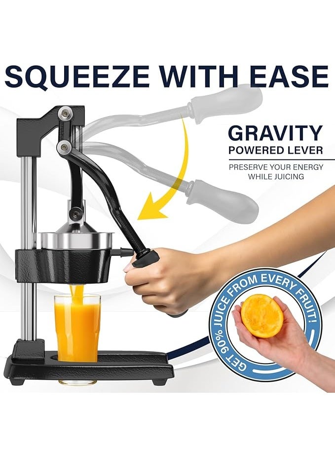 Cast Iron Citrus Juicer | Extra-Large Commercial Grade Manual Hand Press | Heavy Duty Countertop Squeezer for Fresh Orange Juice - Image 3