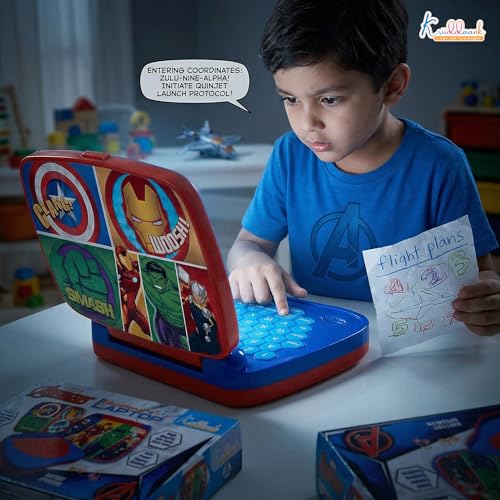 Kriiddaank Avengers Theme Educational Laptop Without Screen for Kids | Interactive Music, Alphabet & Number Learning Toy for 3+ Year Olds | Screen-Free, Safe & Durable Early Learning Toy (Red) - Image 3