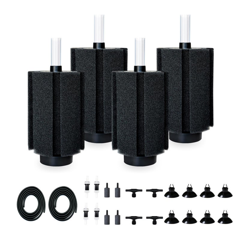 DVHEY 125-150 Gal Extra Large Aquarium Sponge Filter with Air Stone and Ceramic Media, 4 Pack Quiet Fish Tank Sponge Filter for Breeding Fry Betta Shrimp Fish Tank - Image 1