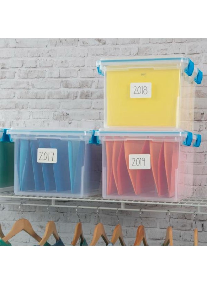 Sterilite - Premium Stackable Rectangular Space Saving Gasket Box Clear and Blue 30 L 19334304 - Image 1