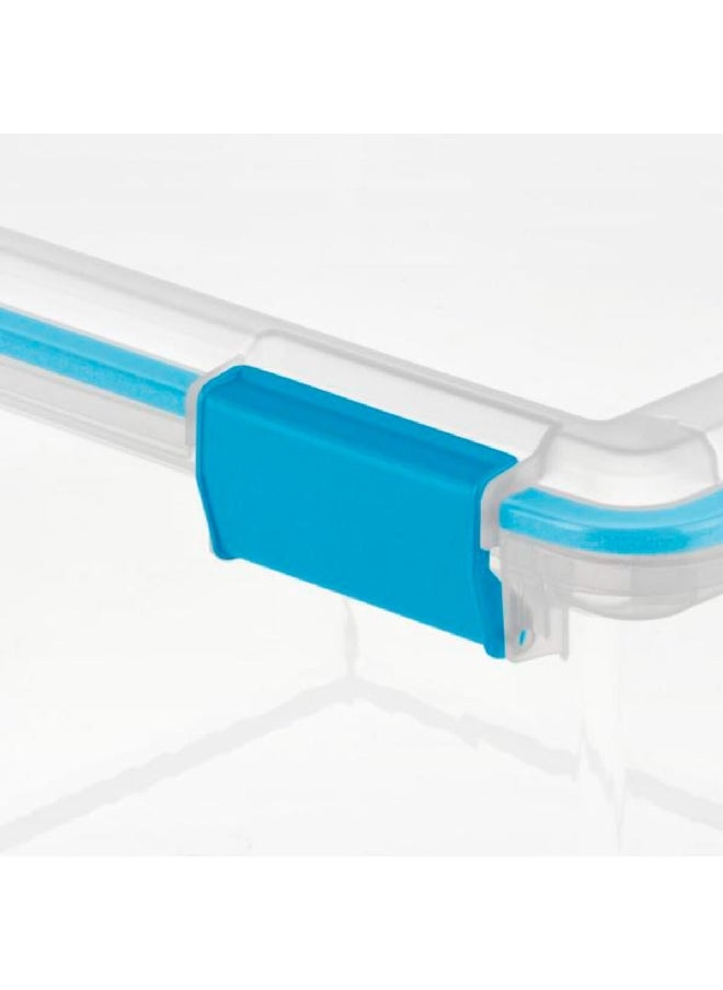 Sterilite - Premium Stackable Rectangular Space Saving Gasket Box Clear and Blue 30 L 19334304 - Image 1