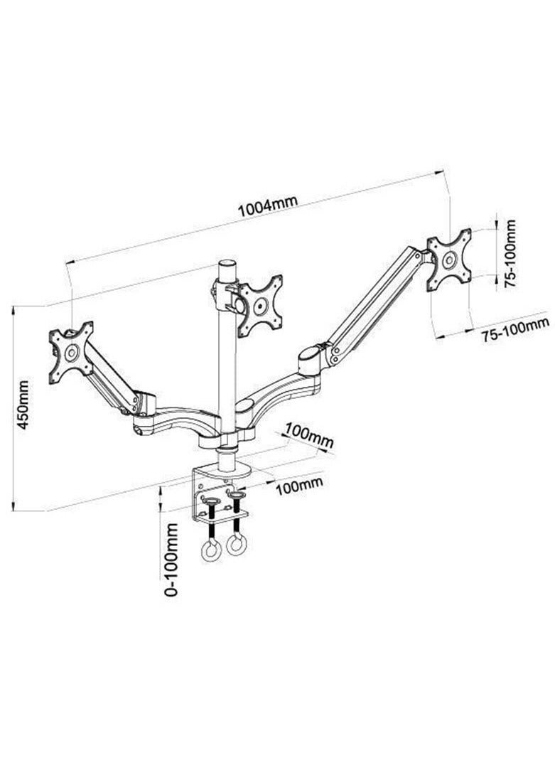 ELTRAZONE Triple Monitor Desk Mount Arm/Stand with Height Adjustable Gas Spring Arms Fits 19/20/24 Inch Screens - Image 3