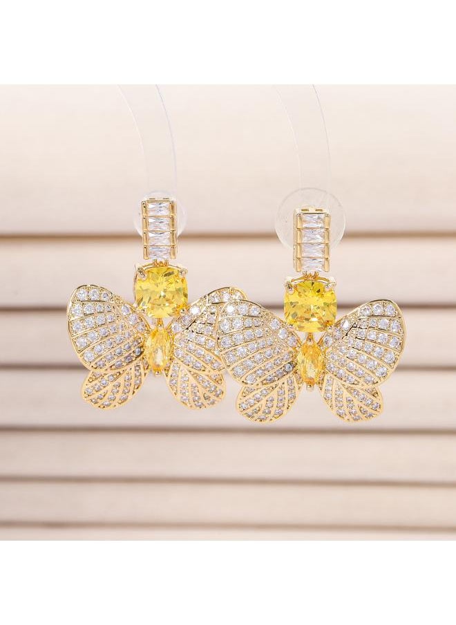 NIBEMINENT Star-style Light Luxury Elegant Sweet Necklace Earrings Two-piece Set Butterfly Design High-grade Clavicle Chain 