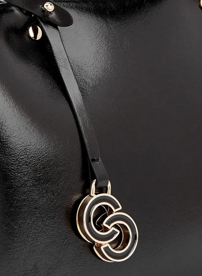 Celeste BLACK Solid Tote Bag With Detachable Strap for Women | Best Price UAE