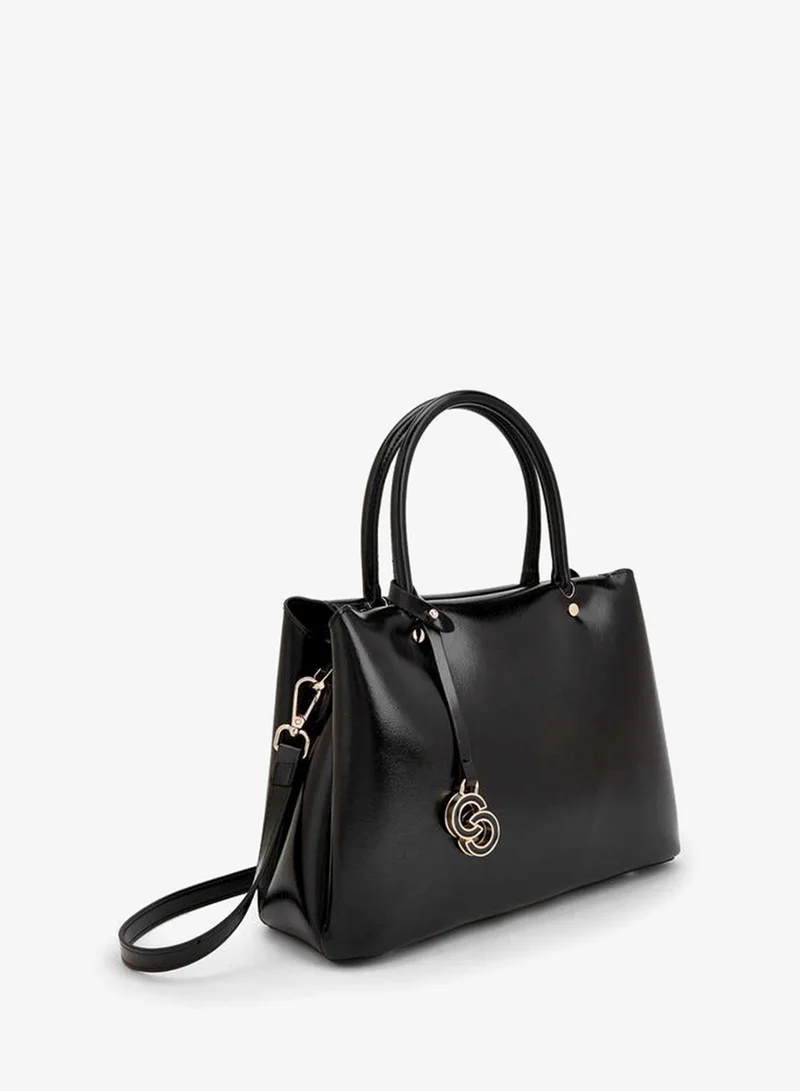Celeste BLACK Solid Tote Bag With Detachable Strap for Women | Best Price UAE