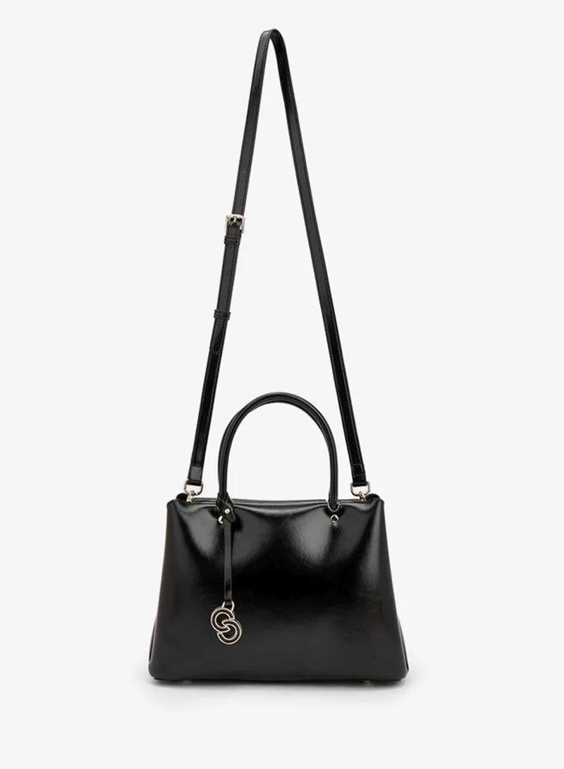Celeste BLACK Solid Tote Bag With Detachable Strap for Women | Best Price UAE
