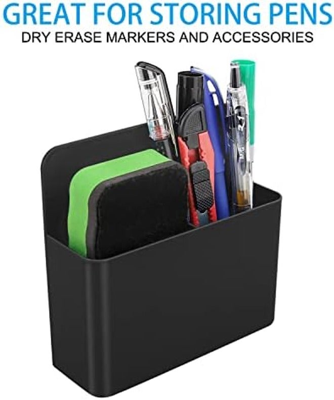 MoKo Pack of 2 Magnetic Dry Erase Marker Holder, Pen Pencil Holder Storage Organizer for Whiteboard, Refrigerator and Other Magnetic Surfaces, Black - Image 4