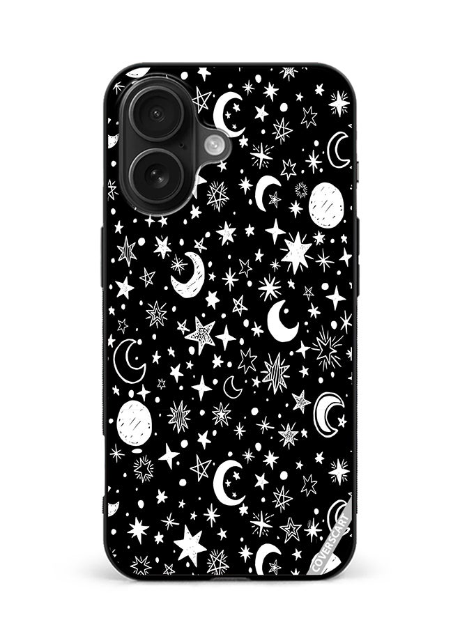 COVERSCART Protective Case Cover For Apple iPhone 16 Star And Moon Design Multicolour