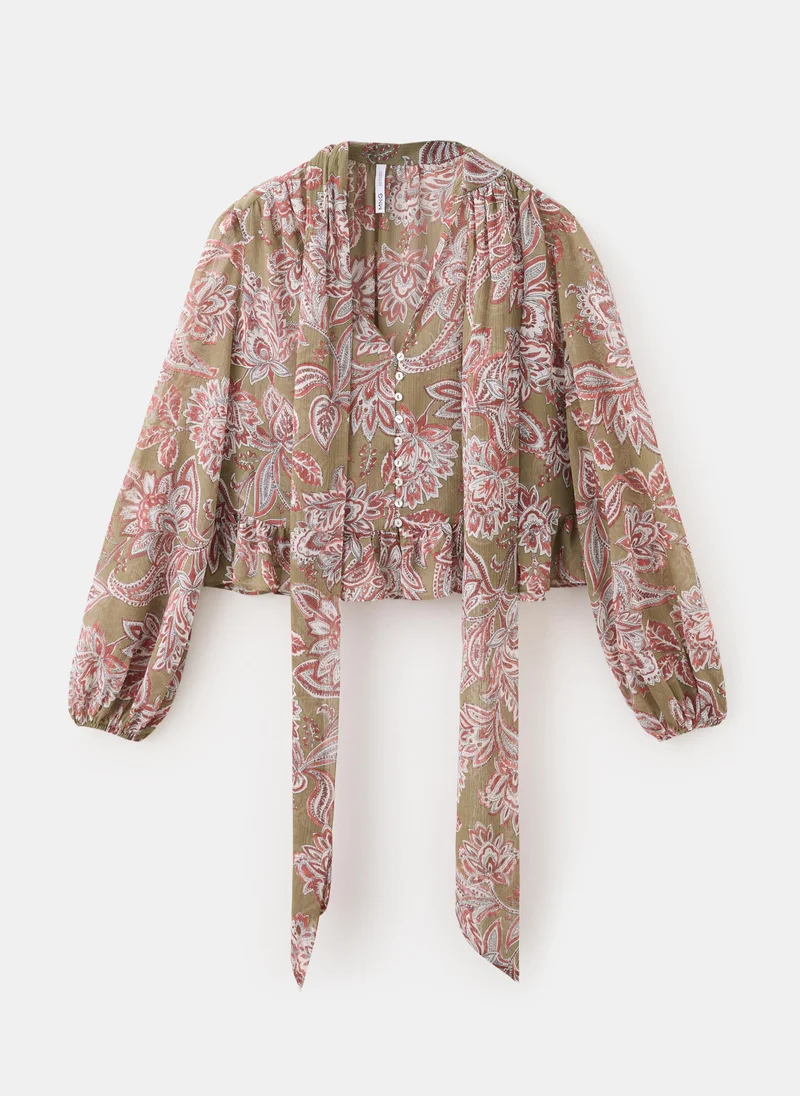 Mango 43-VERDE Floral Tie Blouse for Women | Best Price UAE
