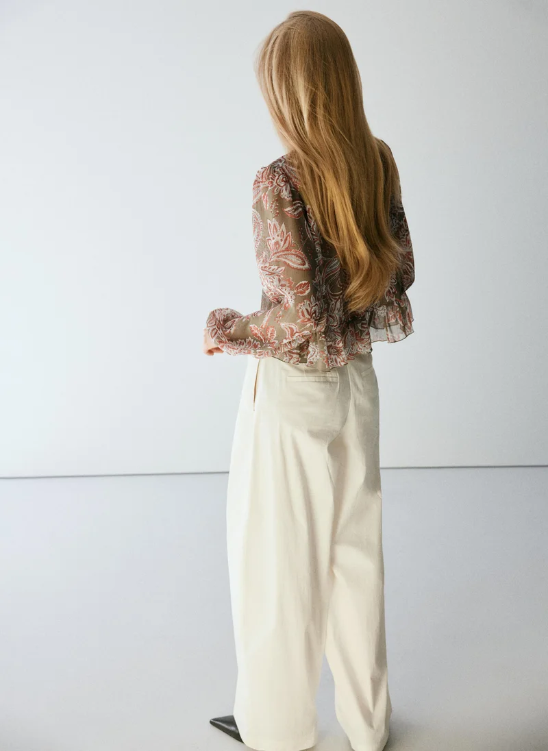 Mango 43-VERDE Floral Tie Blouse for Women | Best Price UAE