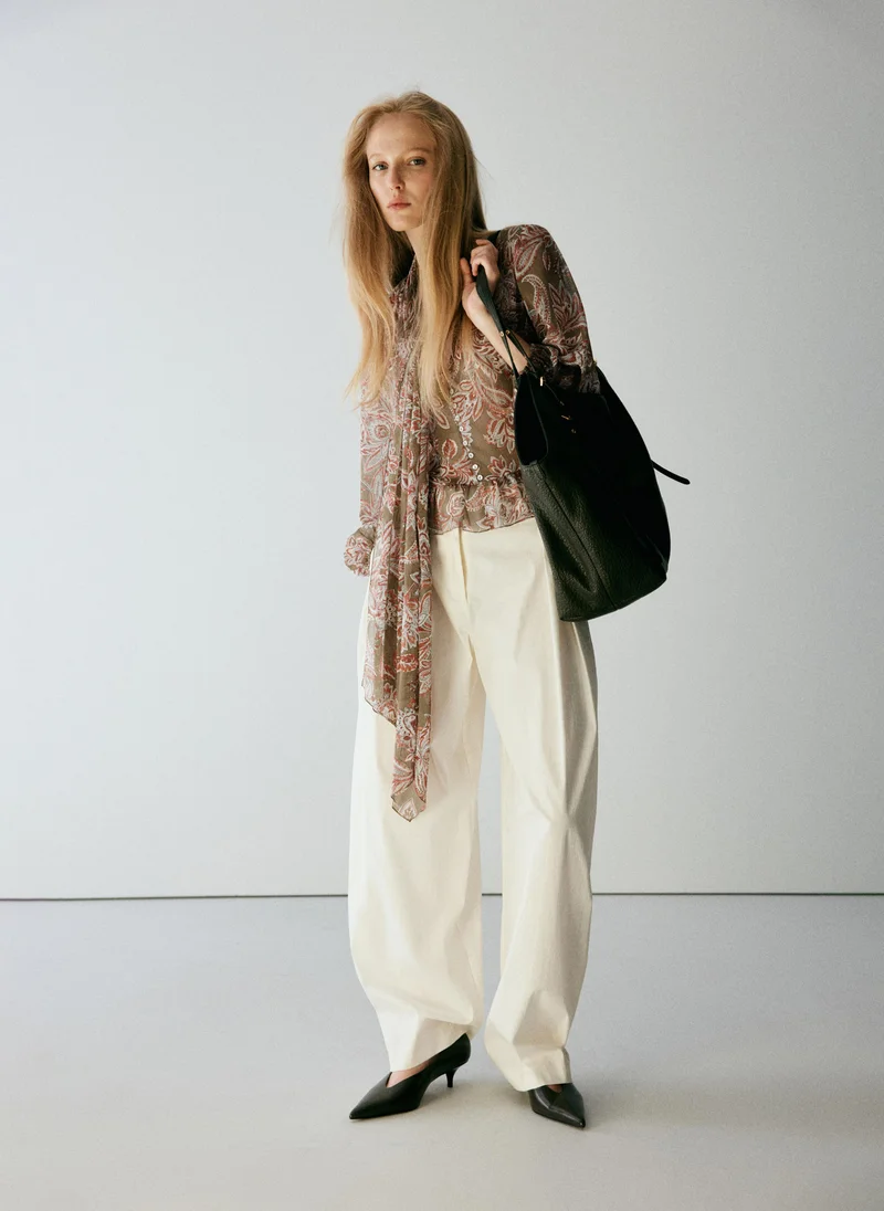Mango 43-VERDE Floral Tie Blouse for Women | Best Price UAE