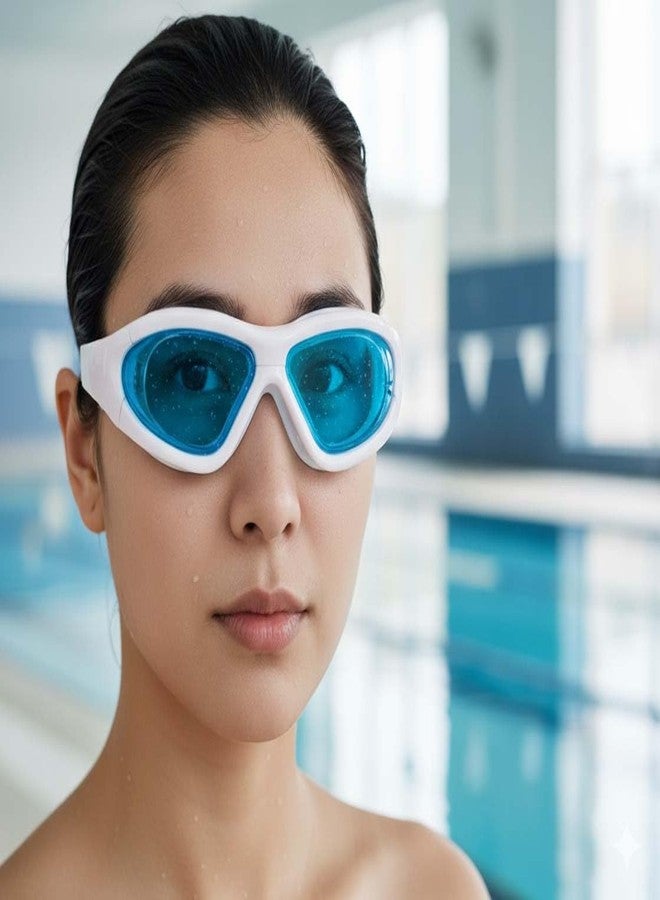 Spocco | Premium Big Frame Competition Pool Swim Goggles, Clear Lens & Wide-Vision Swimming Goggles with UV Protection, Anti-Fog Coating, Adjustable Strap for Kids, Youth & Adults | SG70-Blue | 06 - Image 5