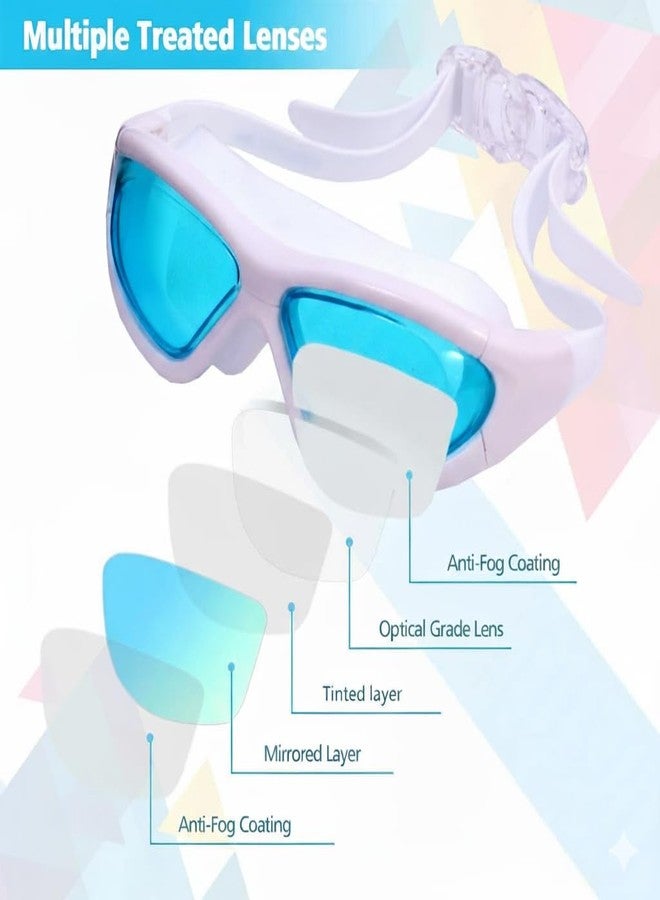Spocco | Premium Big Frame Competition Pool Swim Goggles, Clear Lens & Wide-Vision Swimming Goggles with UV Protection, Anti-Fog Coating, Adjustable Strap for Kids, Youth & Adults | SG70-Blue | 06 - Image 3