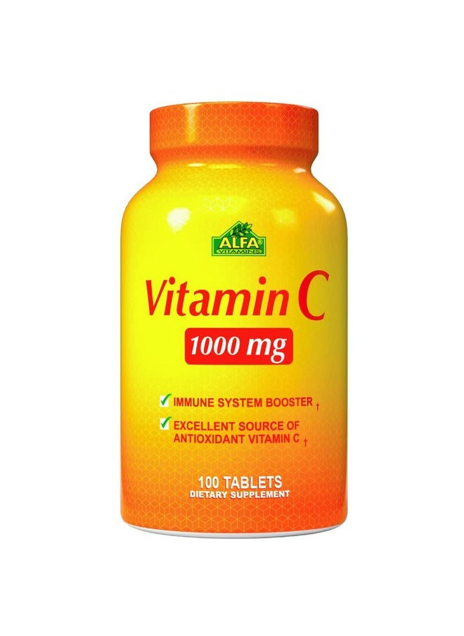 alfa vitamins Vitamin C Supplement With 1000Mg Powerful Antioxidant Immune Booster Protection From Common Cold Promotes Healthy Skin 100 Tablets  - Image 1