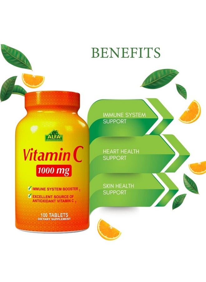 alfa vitamins Vitamin C Supplement With 1000Mg Powerful Antioxidant Immune Booster Protection From Common Cold Promotes Healthy Skin 100 Tablets  - Image 5