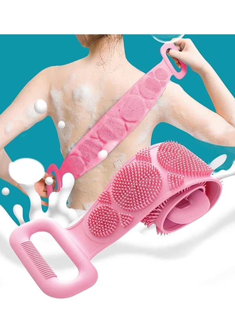 فرشاة استحمام ناعمة من السيليكون مع موزع شامبو وكاشط ظهر لتنظيف عميق وتدليك لطيف وتقشير للاستخدام في الحمام (متعدد الألوان) - Image 4