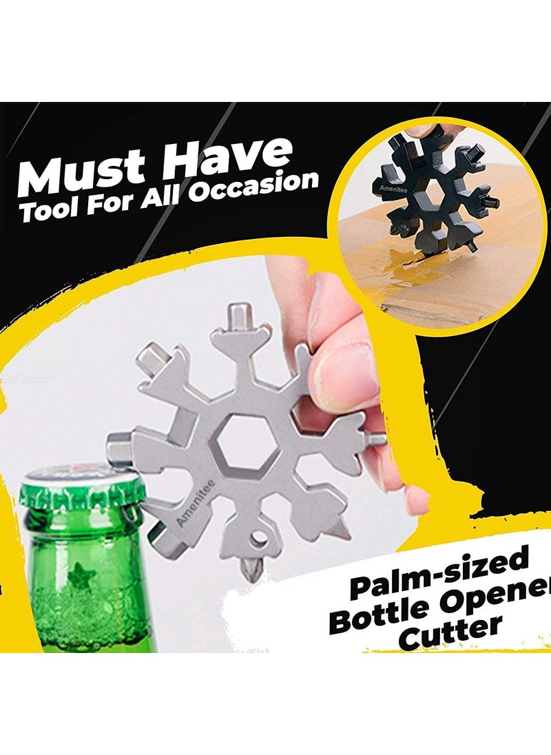 TOP SELECT TOP SELECT 18in1 MultiTool HighCarbon Steel Spanner Allen Wrench Keychain Screwdriver Bottle Opener Tool Outdoor Wrench Multi Hand Tool Silver  - Image 3