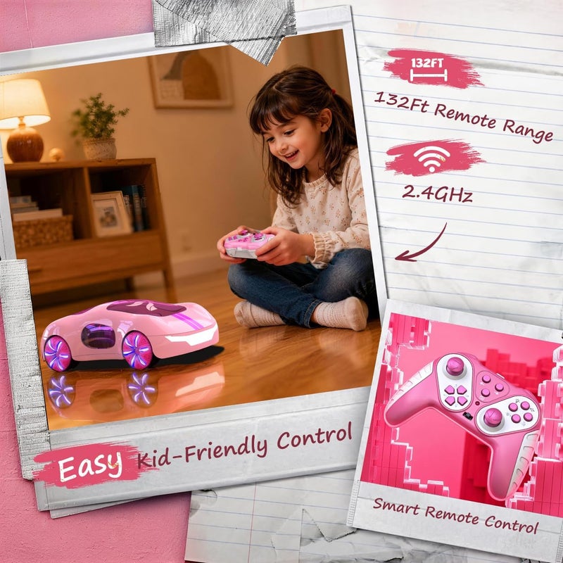 AEROQUEST Remote Controlled Car Toy Car, Rechargeable Gesture Sensor RC Stunt Car with Light and Spray, 2.4 GHz RC Drift Toy Car, Gift for Children from 6 7 8 9 10+ Years Girls - Image 3