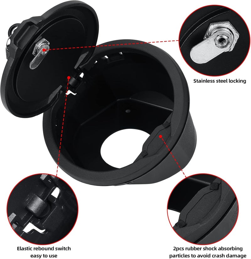 Parfyter Locking Fuel Filler Door Cap with US Flag Sticker for Jeep Wrangler 2018-2022 - Image 3
