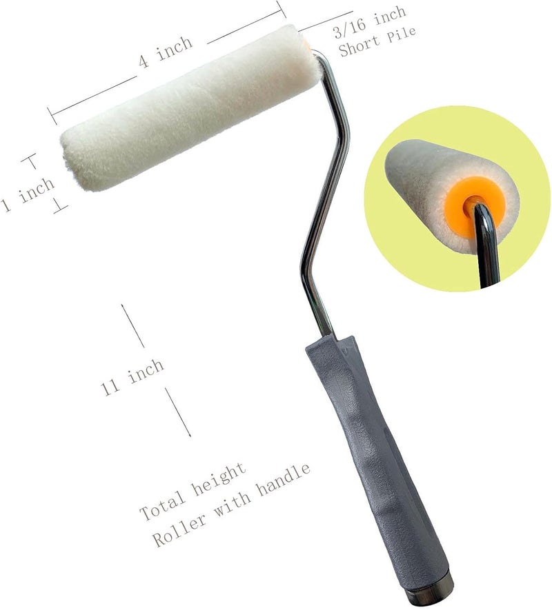 Magimate Professional Paint Roller Kit Featuring with Threaded Roller Handle, Microfiber Covers, Little Paint Tray and Brush for Household Touch-ups and Trimming – 4 Inches Small Set (7-Pack) - Image 2