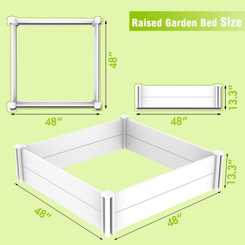 Kdgarden 4'x4' White Vinyl Raised Garden Bed Kit, Outdoor Above Ground Garden Box for Growing Vegetables, Flowers, Herbs, DIY Gardening, Whelping Pen and More - Image 5