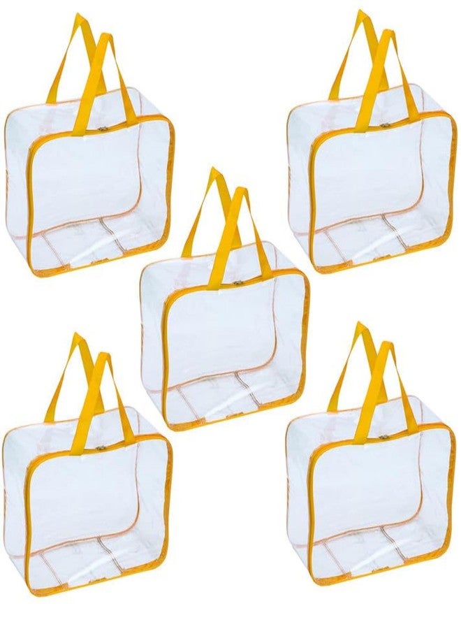 SSBC 5 Pack Nylon 30 L PVC Transparent Clothes Storage Bag for Saree Covers,Clothes, Lehenga, Blankets, Bedsheets, Toys, Docs|Wardrobe Organizer|Clear Storage Box Bag - Image 1