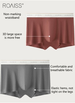 roaiss 2 Pack Lettering Boxer Briefs Mens Trunks Underwear Cotton Boxer Briefs Short Leg Comfortable Underpants  - Image 5