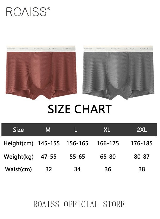 roaiss 2 Pack Lettering Boxer Briefs Mens Trunks Underwear Cotton Boxer Briefs Short Leg Comfortable Underpants  - Image 3