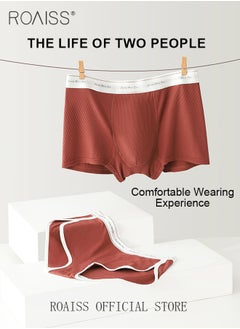 roaiss 2 Pack Lettering Boxer Briefs Mens Trunks Underwear Cotton Boxer Briefs Short Leg Comfortable Underpants  - Image 4