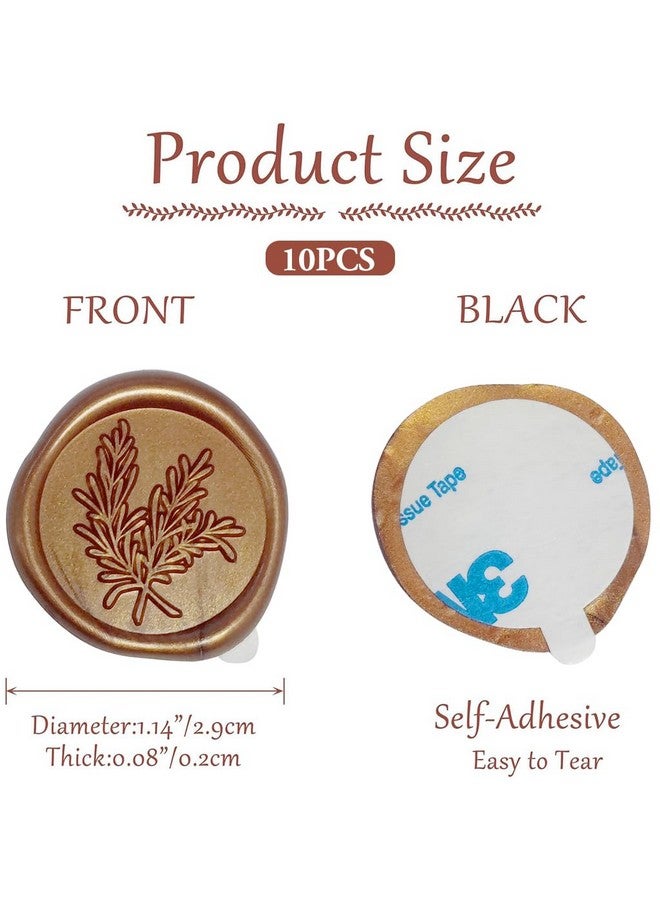 هاسذيب ملصقات ختم الشمع الذهبي من HASTHIP®، ١٠ قطع - ملصقات ختم مغلفات دعوات الزفاف، أختام ذاتية اللصق مقاس ١٫٢ بوصة للدعوات، وعيد الميلاد، وتغليف الهدايا، والحفلات، والمظاريف - Image 3