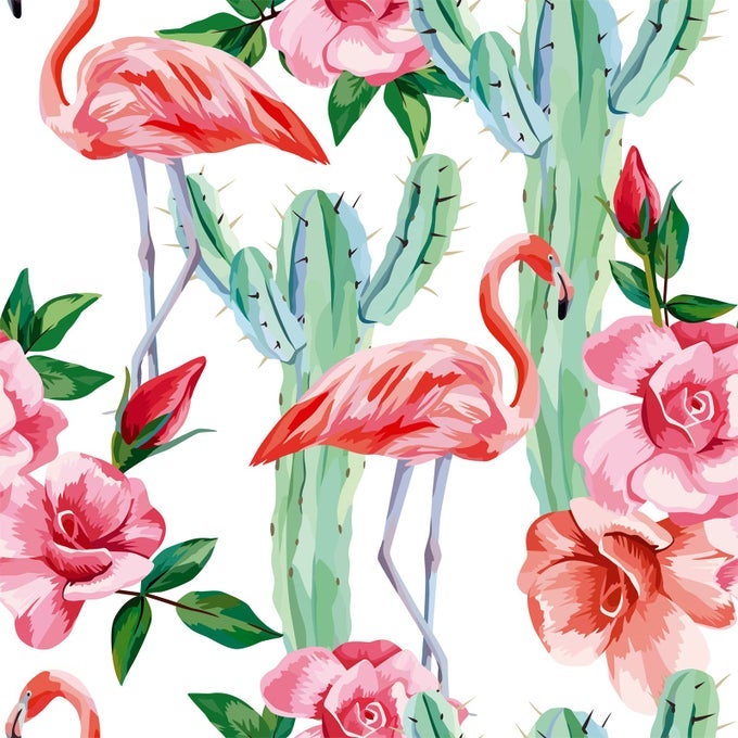 PINK FLAMINGO WALLPAPER GREEN TROPICAL CACTUS PEEL AND STICK WALLPAPER REMOVABLE 175IN X 10FT VINYL FLORAL CONTACT PAPER FOR SHELVES WALLS LOCKER FLOWER WALL PAPER ROLL FOR GIRLS BEDROOM