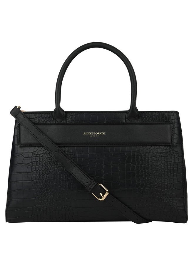 Accessorize حقيبة يد نسائية سوداء من أكسيسورايز لندن بتصميم كروك مع حزام قابل للتعديل | حقائب نسائية أنيقة متوسطة الحجم | حقيبة نسائية متقاطعة | حقيبة كتف للنساء - Image 1