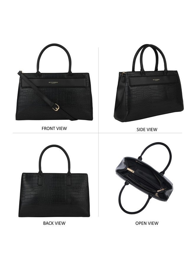 Accessorize حقيبة يد نسائية سوداء من أكسيسورايز لندن بتصميم كروك مع حزام قابل للتعديل | حقائب نسائية أنيقة متوسطة الحجم | حقيبة نسائية متقاطعة | حقيبة كتف للنساء - Image 4