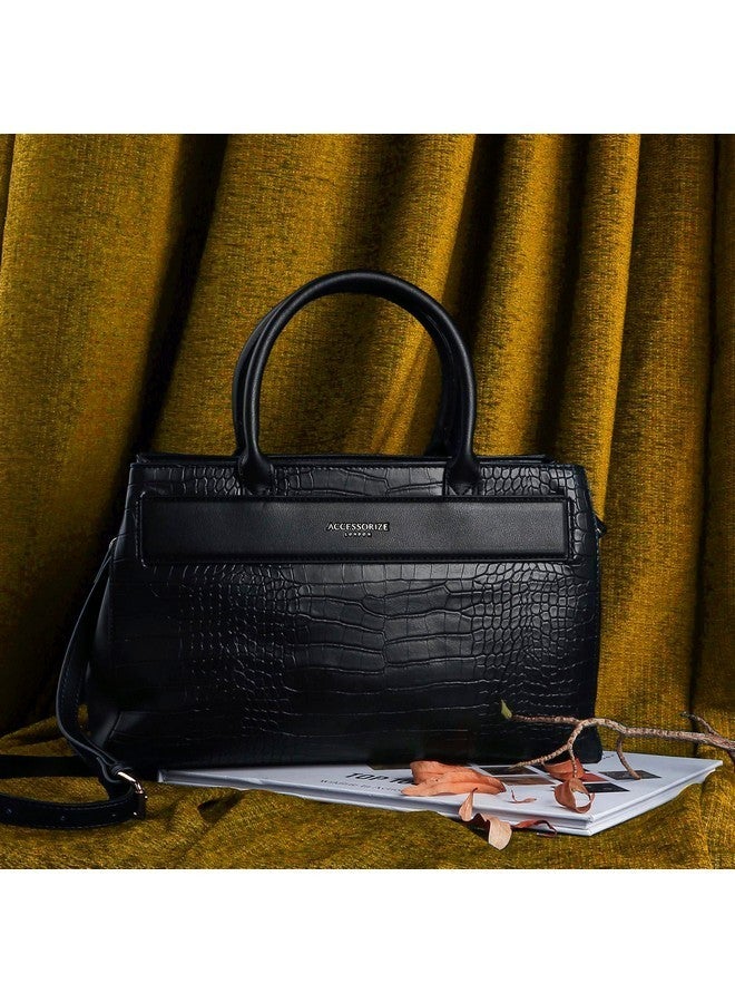 Accessorize حقيبة يد نسائية سوداء من أكسيسورايز لندن بتصميم كروك مع حزام قابل للتعديل | حقائب نسائية أنيقة متوسطة الحجم | حقيبة نسائية متقاطعة | حقيبة كتف للنساء - Image 5