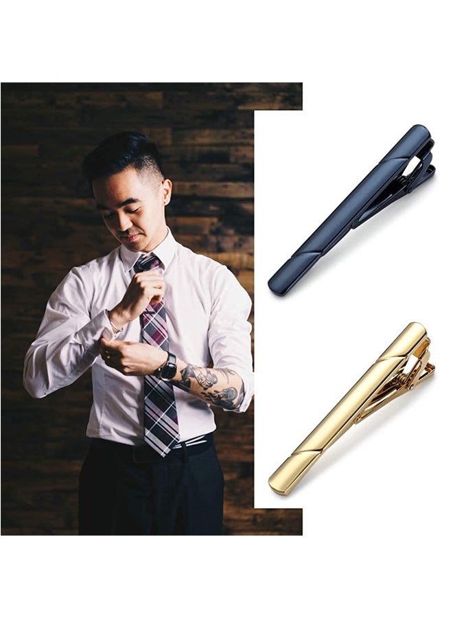 Tie Clips for Men, 4 Pack Classic Tie Clip Silver Gold Black Blue Necktie Tie Bar Pinch Clips Suitable for Wedding Anniversary Business and Daily Life 5.8cm ﻿ ﻿ - Image 5