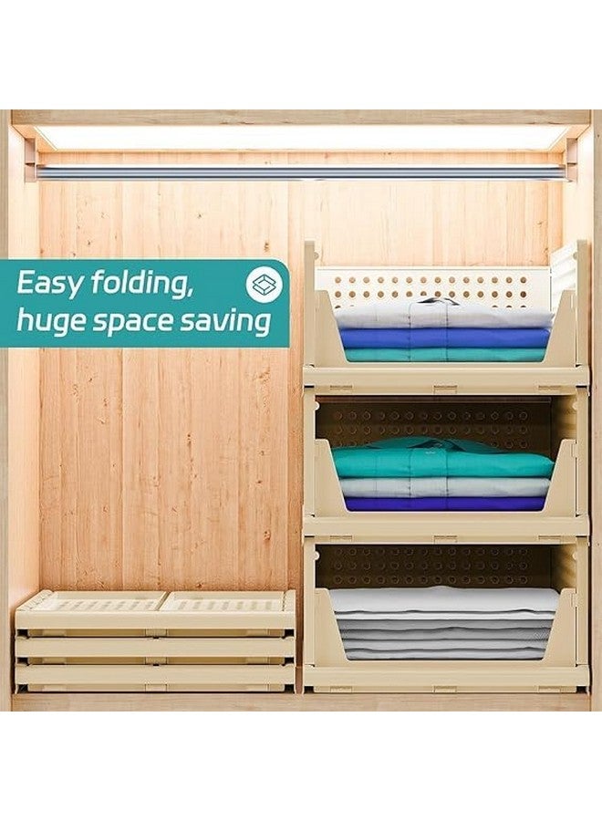 JEYANG Foldable Plastic Wardrobe Organizer - Stackable Storage Solution for Clothes, Ideal for Bathroom, Kitchen, and Bedroom Use (Pack of 12, Yellow) - Image 4