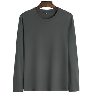 Mens Long Sleeve Cotton Round Neck White Middle-aged and Young Peoples Loose Korean Fashionable Spring and Autumn Clothes All-match Cross-border Undershirt Dark gray - pzsku/Z35144991757D7A152DDAZ/45/1746224204/ec1712bb-0a48-4e3b-8a70-625a2474f002