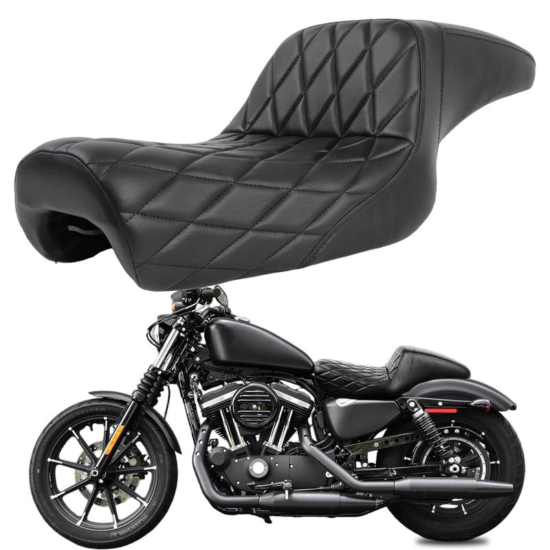 DREAMIZER Sportster SeatBlack Twoup Seat Stepped Type Driver Passenger Seat Compatible with Harley Iron XL883 XL1200 2004200620102022 Suitable for 2333 GAL Black Half Diamond - Image 3