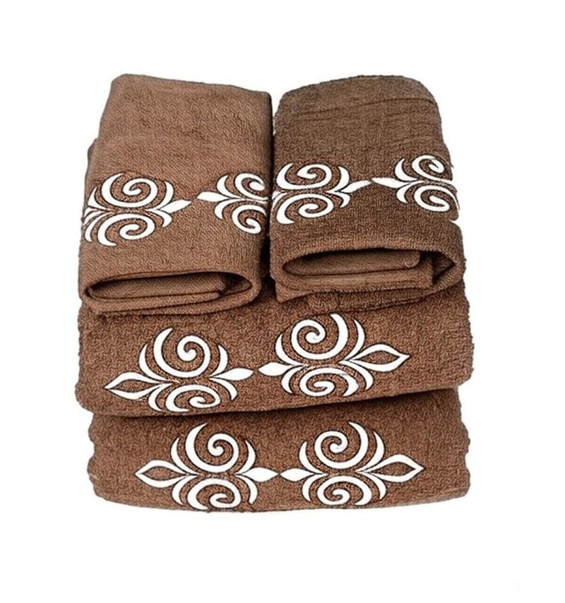 COMFIGIFTS 100% Cotton 4 Piece Towel Set | 2 Bath Towels & 2 Hand Towels | 370 GSM | Soft, Absorbent, Lightweight Towels with Computerized Embroidery - Image 1