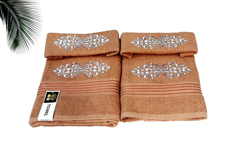 COMFIGIFTS 100% Cotton 4 Piece Towel Set | 2 Bath Towels & 2 Hand Towels | 370 GSM | Soft, Absorbent, Lightweight Towels with Computerized Embroidery - Image 3