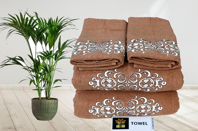 COMFIGIFTS 100% Cotton 4 Piece Towel Set | 2 Bath Towels & 2 Hand Towels | 370 GSM | Soft, Absorbent, Lightweight Towels with Computerized Embroidery - Image 2
